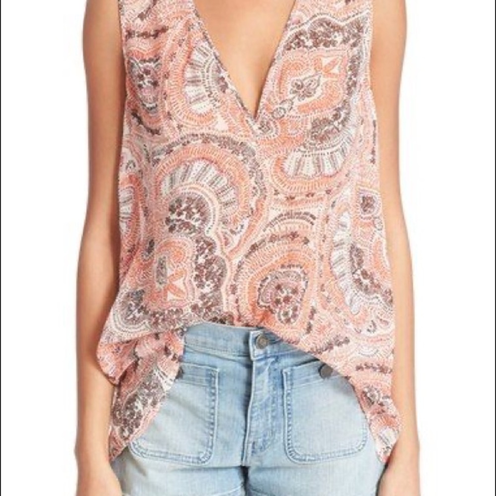 Joie Joaquin Floral Print Silk Sleeveless Top